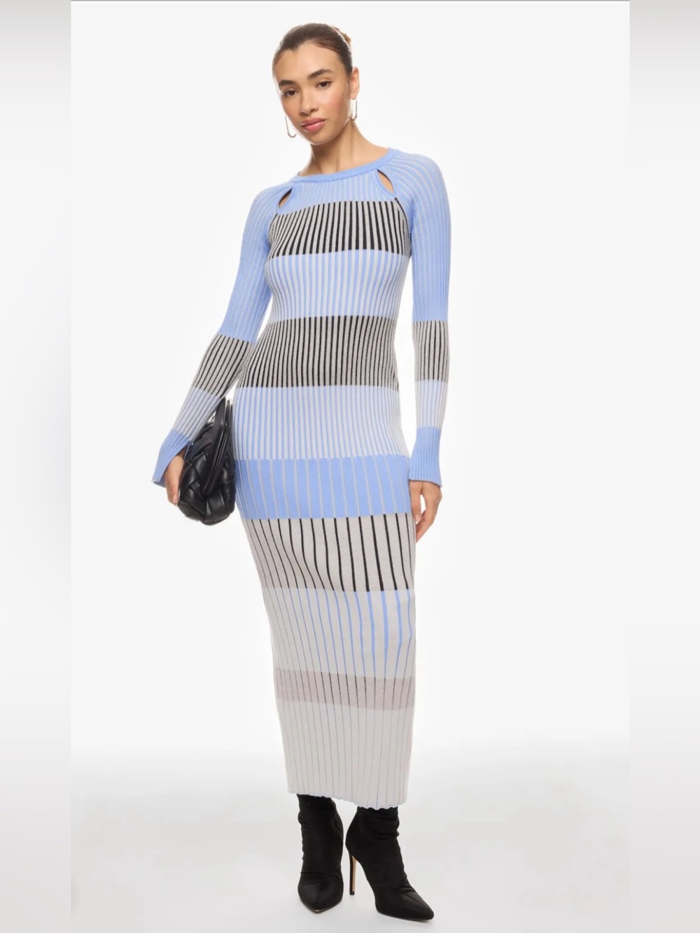 Boss Blue Striped knit Maxi Dress Size XL